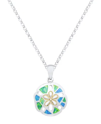 Macy's Kyocera Green & Blue Opal Sand Dollar Pendant Necklace In Sterling Silver In Multi