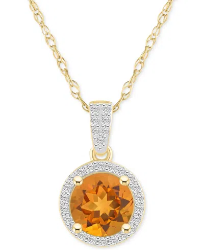 Macy's Lab-created Amethyst (1-1/4 Ct. T.w.) & Lab-created White Sapphire (1/6 Ct. T.w.) Halo 18" Pendant N In Gold