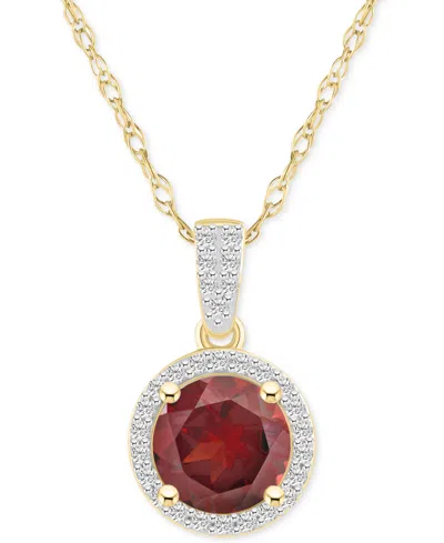 Macy's Lab-created Amethyst (1-1/4 Ct. T.w.) & Lab-created White Sapphire (1/6 Ct. T.w.) Halo 18" Pendant N In Gold