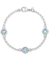 Macy's Amethyst Station Bead Link Bracelet In 14k Gold-plated Onyx, & Sky Blue Topaz) In Sky Blue Topaz