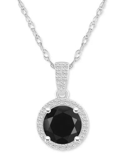 Macy's Lab-created Aquamarine (1-2/5 Ct. T.w.) & Lab-created White Sapphire (1/6 Ct. T.w.) Halo 18" Pendant In Metallic