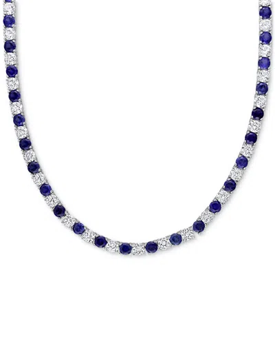 Macy's Lab Created Blue Sapphire (16-5/8 Ct. T.w.) & Lab Created White Sapphire (16-3/4 Ct. T.w.) 17" Colla In Multi