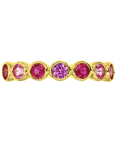 Macy's Lab-created Blue Sapphire Stack Ring (1-1/2 Ct. T.w.) In 14k Gold-plated Sterling Silver In Pink Sapphire