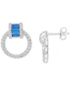 MACY'S LAB-GROWN BLUE SPINEL (1 CT. T.W.) & CUBIC ZIRCONIA DOORKNOCKER DROP EARRINGS IN STERLING SILVER