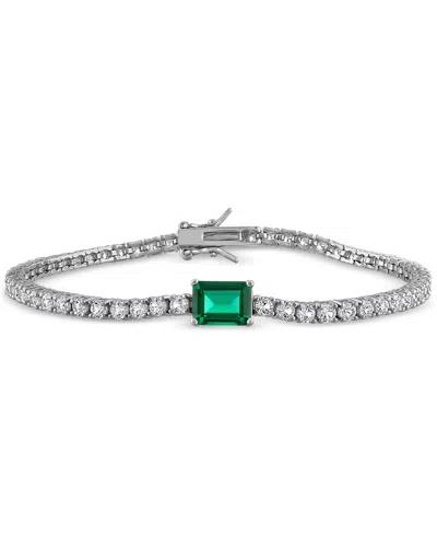 Macy's Lab-created Emerald (1-1/2 Ct. T.w.) & Lab-created White Sapphire (5-1/5 Ct. T.w.) Flex Bracelet In  In Green