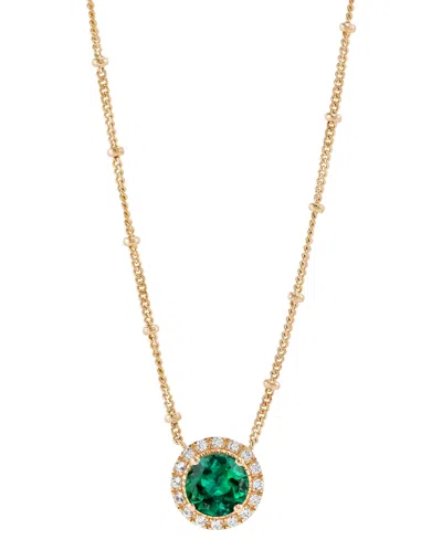 Macy's Lab-created Emerald (1-1/5 Ct. T.w.) & Lab-created White Sapphire (1/6 Ct. T.w.) Halo Pendant Neckla