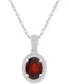 Macy's Lab-created Emerald (1 Ct. T.w.) & Lab Created White Sapphire (1/6 Ct. T.w.) Oval Pendant Necklace I In Garnet