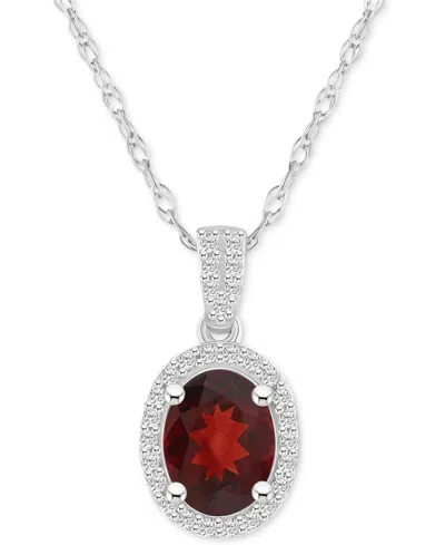 Macy's Lab-created Emerald (1 Ct. T.w.) & Lab Created White Sapphire (1/6 Ct. T.w.) Oval Pendant Necklace I In Garnet