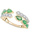 Macy's Lab-created Emerald (1 Ct. T.w.) & Lab-created White Sapphire (3/4 Ct. T.w.) Double Row Cuff Ring In Emerald