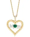 Macy's Lab-created Emerald (1/5 Ct. T.w.) & Diamond Accent Mom Heart Pendant Necklace In 14k Gold-plated St