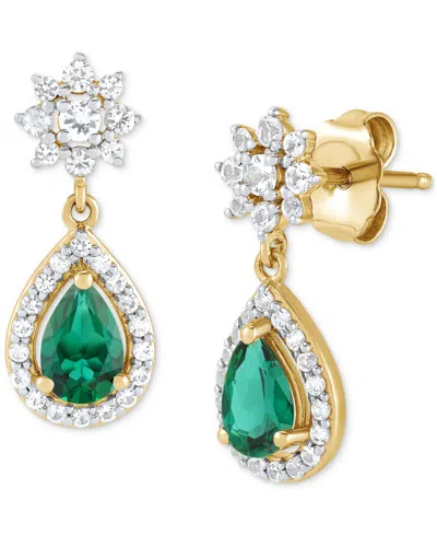 Macy's Lab-created Emerald (5/8 Ct. T.w.) & Lab-created White Sapphire (1/2 Ct. T.w.) Pear Halo & Cluster D