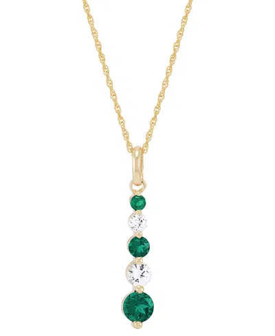 Macy's Lab-created Emerald (5/8 Ct. T.w.) & Lab-created White Sapphire (1/2 Ct. T.w.) Pendant Necklace In 1