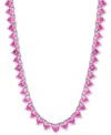 Macy's Lab-created Gemstone 18" Collar Necklace In 18k Gold Plated Over Sterling Silver In Pink