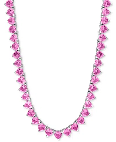Macy's Lab-created Gemstone 18" Collar Necklace In 18k Gold Plated Over Sterling Silver In Pink