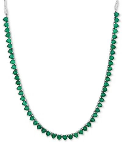Macy's Lab-created Gemstone 18" Collar Necklace In Sterling Silver In Green