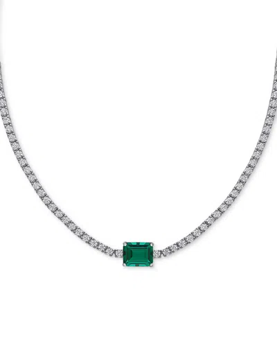 Macy's Lab-created Gemstone (3 Ct. T.w.) & Lab-created White Sapphire (12-7/8 Ct. T.w.) 17" Collar Necklace In Green