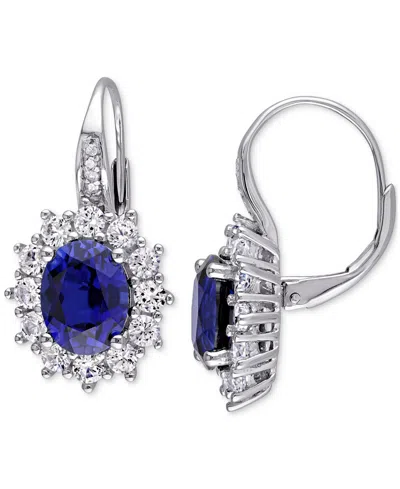 Macy's Lab-created Gemstone & Diamond Accent Drop Earrings In Sterling Silver