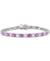 Macy's Lab Created Gemstone Flex Bracelet In Sterling Silver In Pink