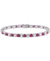 Macy's Lab Created Gemstone Flex Bracelet In Sterling Silver In Red