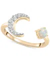 Macy's Lab-created Opal (1/10 Ct. T.w.) & Lab-created White Sapphire (3/8 Ct. T.w.) Crescent Moon Cuff Ring In Opal