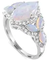 Macy's Lab-created Opal 12 X 6mm And White Topaz 1-1/10 Ct. T.w. Marquise Statement Ring In Sterling Silver In Silver