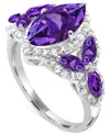Macy's Lab-created Opal 12 X 6mm And White Topaz 1-1/10 Ct. T.w. Marquise Statement Ring In Sterling Silver In Purple