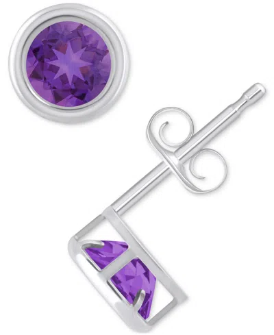 Macy's Lab-created Opal Bezel Stud Earrings (1-1/5 Ct. T.w.) Stud Earrings In 10k Gold (also In Additional In Amethyst,white Gold