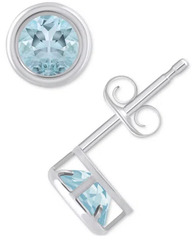 Macy's Lab-created Opal Bezel Stud Earrings (1-1/5 Ct. T.w.) Stud Earrings In 10k Gold (also In Additional In Aquamarine,white Gold