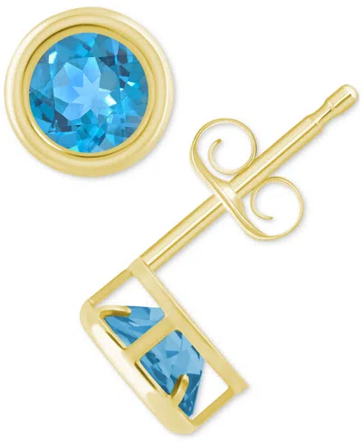 Macy's Lab-created Opal Bezel Stud Earrings (1-1/5 Ct. T.w.) Stud Earrings In 10k Gold (also In Additional In Blue Topaz,gold