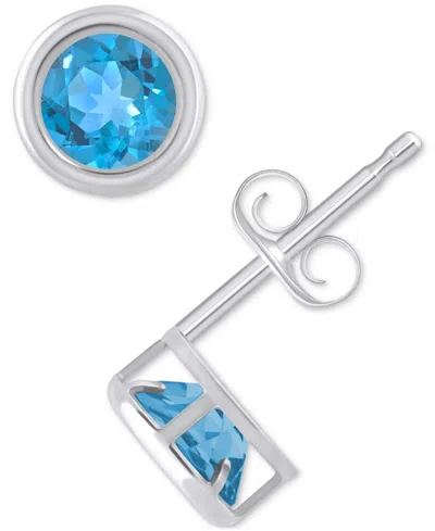 Macy's Lab-created Opal Bezel Stud Earrings (1-1/5 Ct. T.w.) Stud Earrings In 10k Gold (also In Additional In Blue Topaz,white Gold