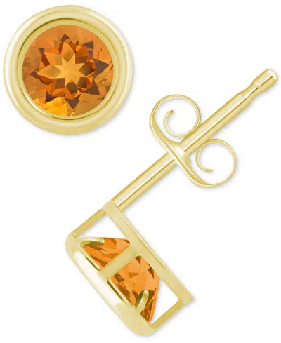 Macy's Lab-created Opal Bezel Stud Earrings (1-1/5 Ct. T.w.) Stud Earrings In 10k Gold (also In Additional In Citrine,gold