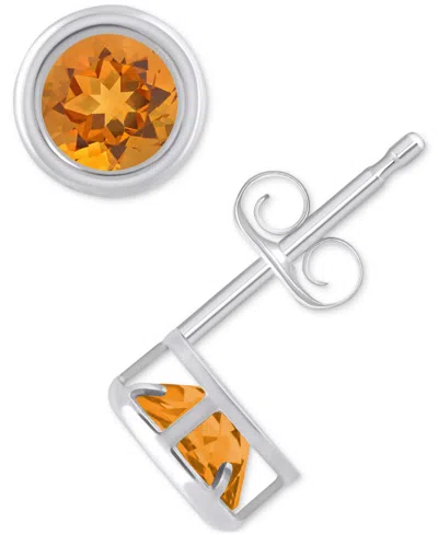 Macy's Lab-created Opal Bezel Stud Earrings (1-1/5 Ct. T.w.) Stud Earrings In 10k Gold (also In Additional In Citrine,white Gold