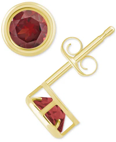 Macy's Lab-created Opal Bezel Stud Earrings (1-1/5 Ct. T.w.) Stud Earrings In 10k Gold (also In Additional In Garnet,gold