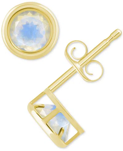 Macy's Lab-created Opal Bezel Stud Earrings (1-1/5 Ct. T.w.) Stud Earrings In 10k Gold (also In Additional In Moonstone,gold
