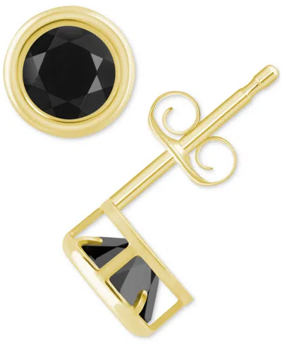 Macy's Lab-created Opal Bezel Stud Earrings (1-1/5 Ct. T.w.) Stud Earrings In 10k Gold (also In Additional In Onyx,gold