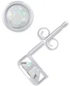Macy's Lab-created Opal Bezel Stud Earrings (1-1/5 Ct. T.w.) Stud Earrings In 10k Gold (also In Additional In Opal,white Gold