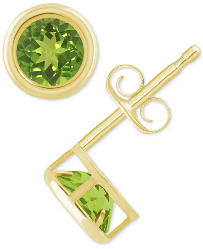 Macy's Lab-created Opal Bezel Stud Earrings (1-1/5 Ct. T.w.) Stud Earrings In 10k Gold (also In Additional In Peridot,gold