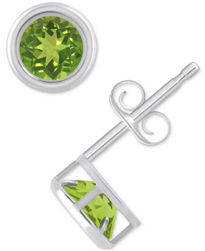 Macy's Lab-created Opal Bezel Stud Earrings (1-1/5 Ct. T.w.) Stud Earrings In 10k Gold (also In Additional In Peridot,white Gold