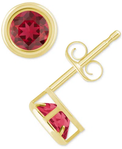 Macy's Lab-created Opal Bezel Stud Earrings (1-1/5 Ct. T.w.) Stud Earrings In 10k Gold (also In Additional In Ruby,gold