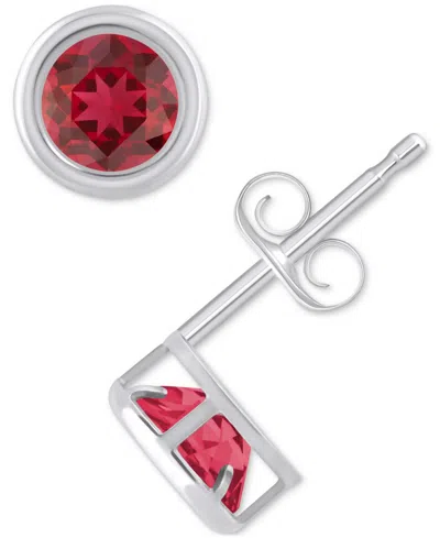 Macy's Lab-created Opal Bezel Stud Earrings (1-1/5 Ct. T.w.) Stud Earrings In 10k Gold (also In Additional In Ruby,white Gold