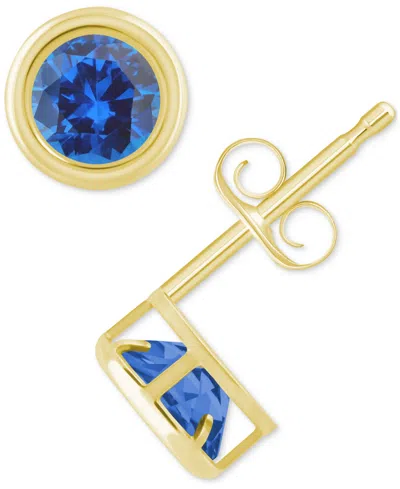 Macy's Lab-created Opal Bezel Stud Earrings (1-1/5 Ct. T.w.) Stud Earrings In 10k Gold (also In Additional In Sapphire,gold
