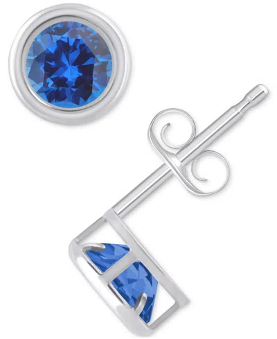 Macy's Lab-created Opal Bezel Stud Earrings (1-1/5 Ct. T.w.) Stud Earrings In 10k Gold (also In Additional In Sapphire,white Gold