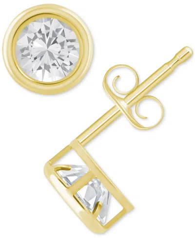 Macy's Lab-created Opal Bezel Stud Earrings (1-1/5 Ct. T.w.) Stud Earrings In 10k Gold (also In Additional In White Topaz,gold