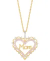 Macy's Lab Created Pink Sapphire (3/8 Ct. T.w.) & Diamond (1/10 Ct. T.w.) Mom Heart Pendant Necklace In 14k In Pink Sapphire