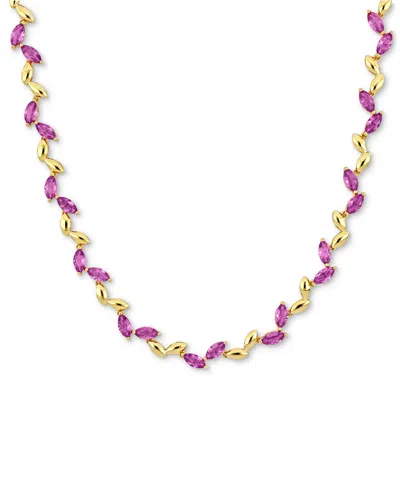 Macy's Lab-created Pink Sapphire & Polished Marquise 17" Collar Necklace (20 Ct. T.w.) In Gold