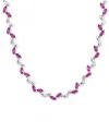 Macy's Lab-created Pink Sapphire & Polished Marquise 17" Collar Necklace (20 Ct. T.w.) In Silver