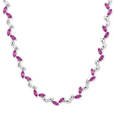 Macy's Lab-created Pink Sapphire & Polished Marquise 17" Collar Necklace (20 Ct. T.w.) In Silver