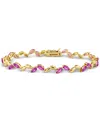Macy's Lab-created Pink Sapphire & Polished Marquise Link Bracelet (9-1/2 Ct. T.w.) In Gold