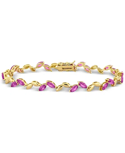 Macy's Lab-created Pink Sapphire & Polished Marquise Link Bracelet (9-1/2 Ct. T.w.) In Gold