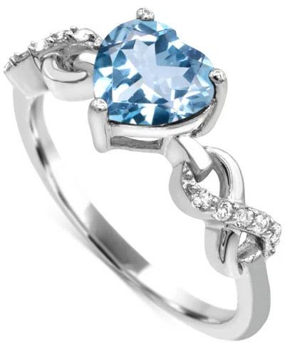Macy's Lab-created Ruby 1-1/3 Ct. T.w. And Lab-created White Sapphire 1/5 Ct. T.w. Heart Promise Ring In St In Silver